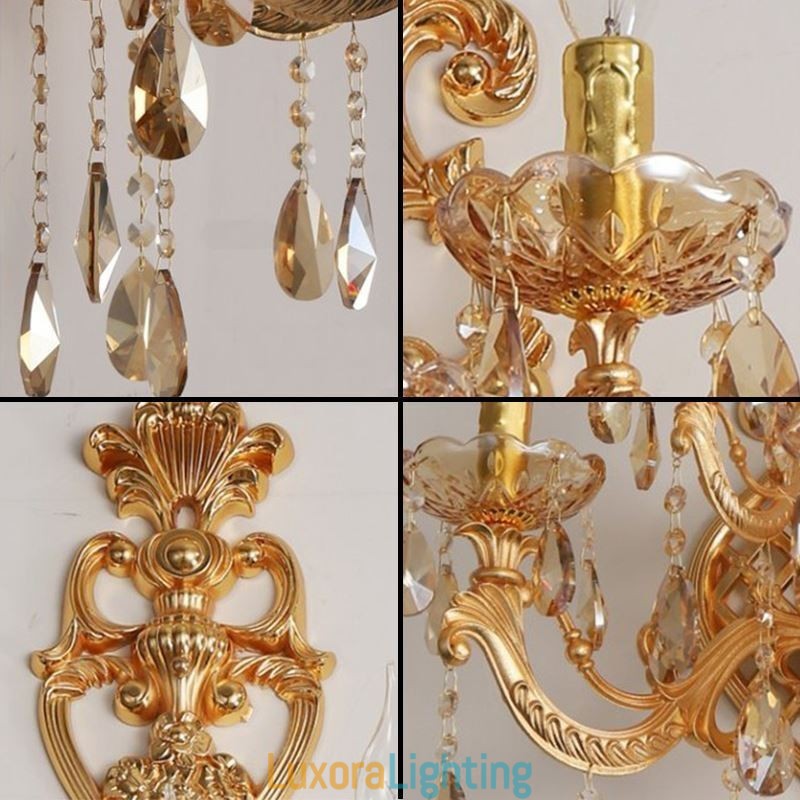 Designer Touch Decorative Luxury Crystal Sconce European Wall Light Zinc Alloy Five Light Aisle