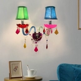 Designer Touch Decorative Colourful Crystal Sconce European Two Light Wall Light Aisle