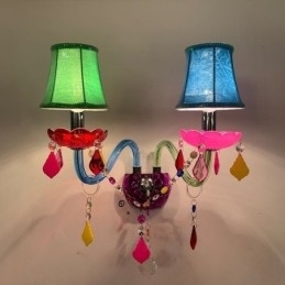 Designer Touch Decorative Colourful Crystal Sconce European Two Light Wall Light Aisle