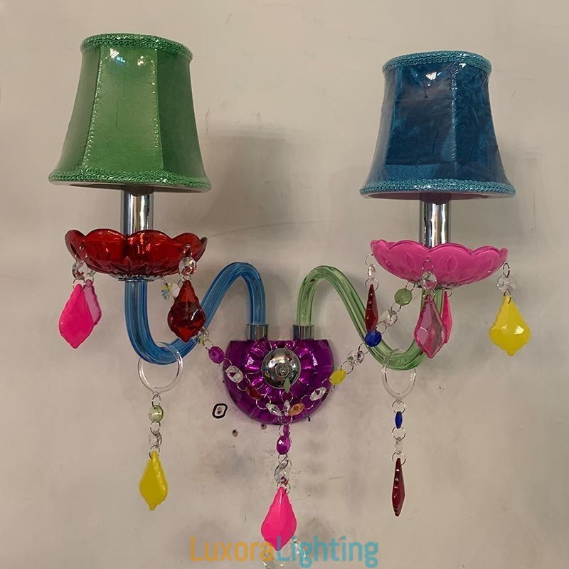 Designer Touch Decorative Colourful Crystal Sconce European Two Light Wall Light Aisle