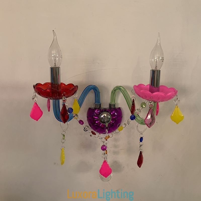 Designer Touch Decorative Colourful Crystal Sconce European Two Light Wall Light Aisle