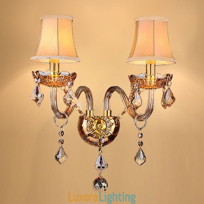 Designer Touch Decorative European Crystal Sconce Elegant Two Light Wall Light Stairs