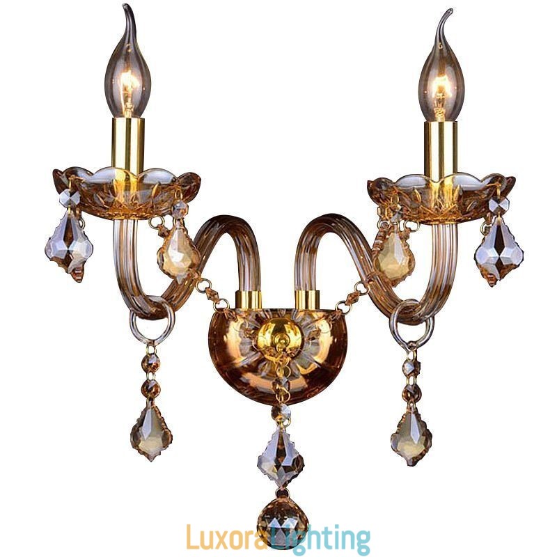 Designer Touch Decorative European Crystal Sconce Elegant Two Light Wall Light Stairs