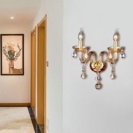 Designer Touch Decorative European Crystal Sconce Elegant Two Light Wall Light Stairs