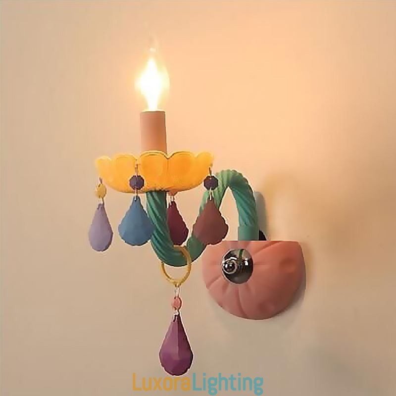 Designer Touch Decorative European Crystal Sconce Macaron Colourful Wall Light