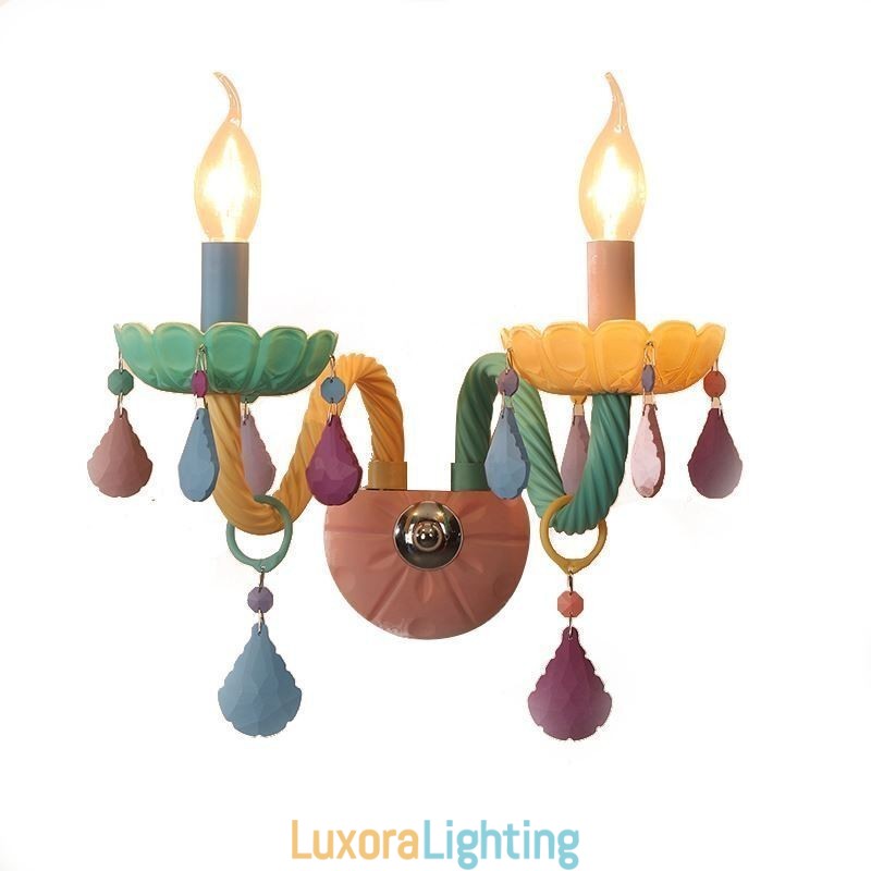 Designer Touch Decorative European Crystal Sconce Macaron Colourful Wall Light