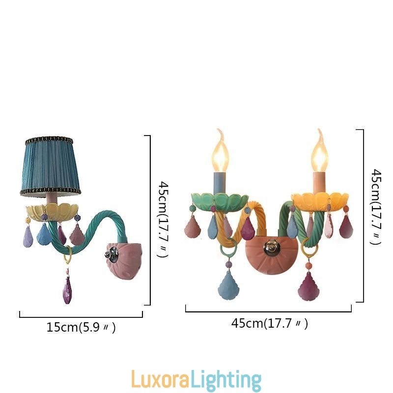 Designer Touch Decorative European Crystal Sconce Macaron Colourful Wall Light