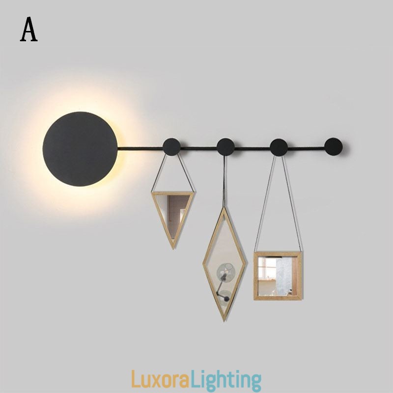 Designer Touch Decorative Modern Wall Light Circular Wall Lamp Black Hook Sconce Bedside Lighting