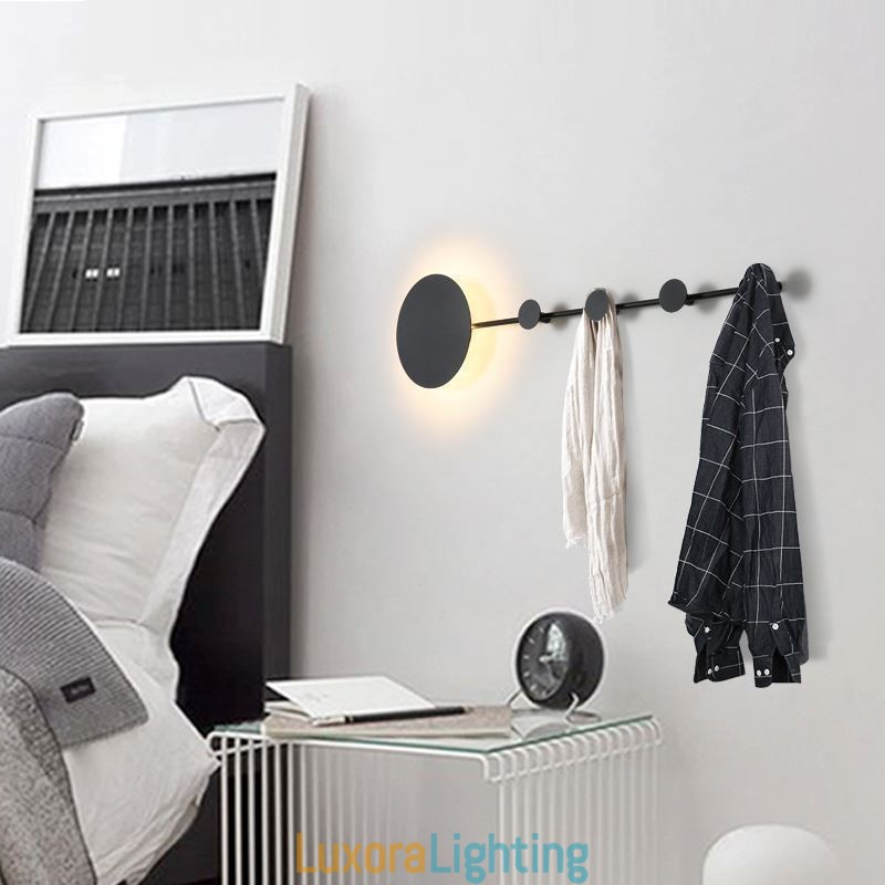 Designer Touch Decorative Modern Wall Light Circular Wall Lamp Black Hook Sconce Bedside Lighting