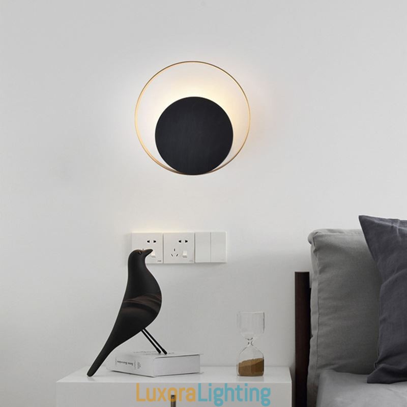 Designer Touch Decorative Modern Style Wall Light Black Circular Wall Sconce Creative Lamp Bedside Lighting