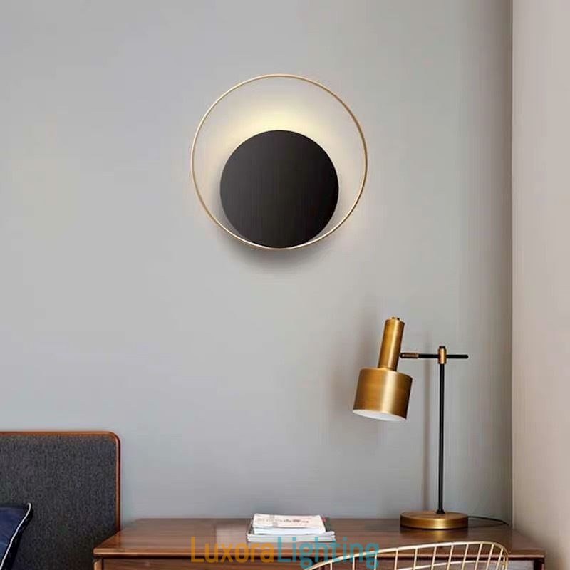 Designer Touch Decorative Modern Style Wall Light Black Circular Wall Sconce Creative Lamp Bedside Lighting