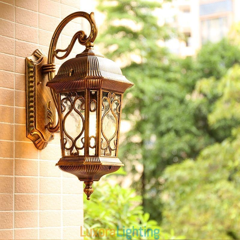 Designer Touch Decorative European Retro Outdoor Wall Sconce Waterproof Carved Wall Light