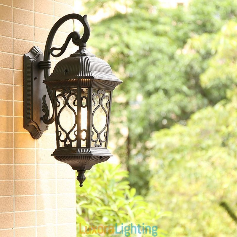 Designer Touch Decorative European Retro Outdoor Wall Sconce Waterproof Carved Wall Light