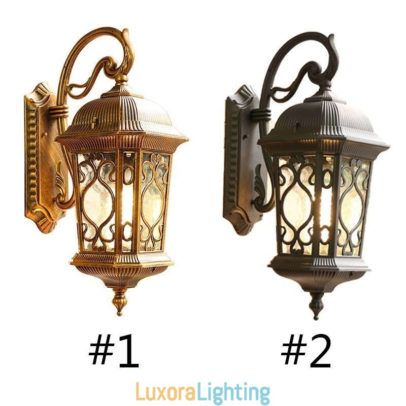 Designer Touch Decorative European Retro Outdoor Wall Sconce Waterproof Carved Wall Light