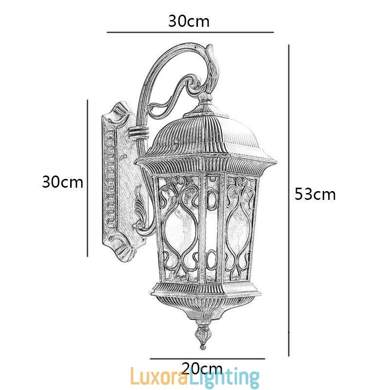 Designer Touch Decorative European Retro Outdoor Wall Sconce Waterproof Carved Wall Light