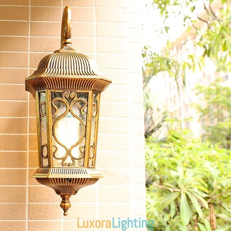 Designer Touch Decorative European Retro Outdoor Wall Sconce Waterproof Carved Wall Light