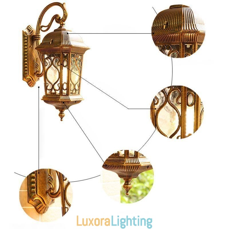 Designer Touch Decorative European Retro Outdoor Wall Sconce Waterproof Carved Wall Light