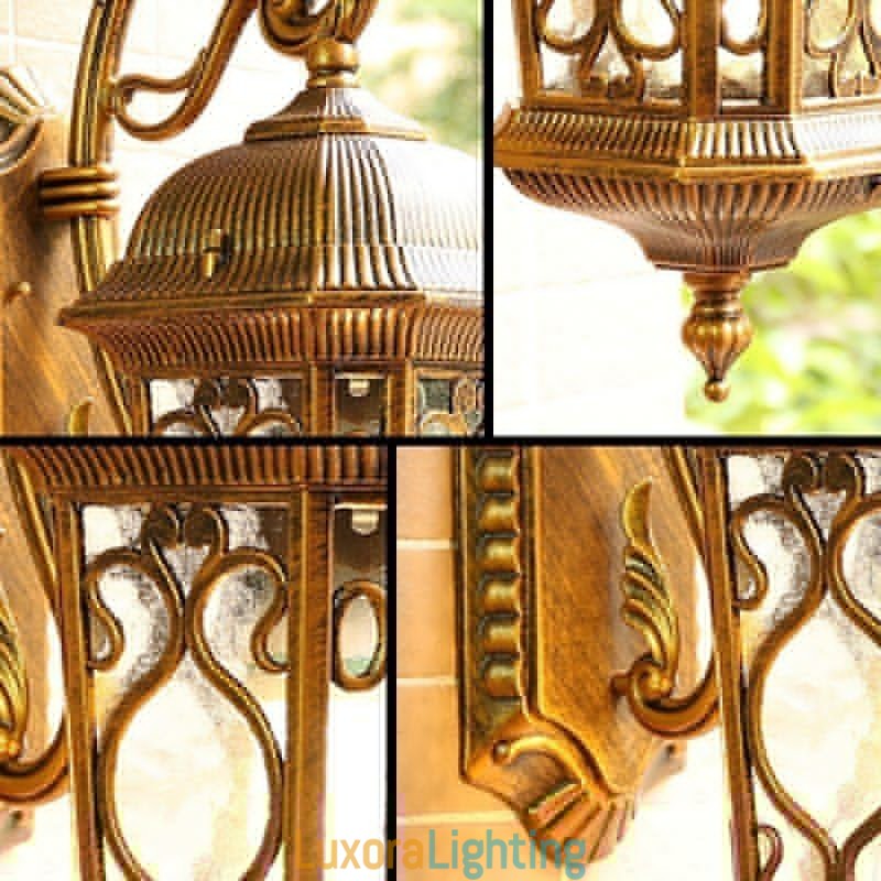 Designer Touch Decorative European Retro Outdoor Wall Sconce Waterproof Carved Wall Light