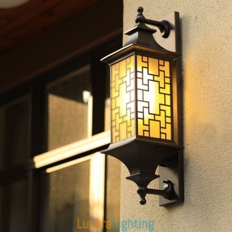 Designer Touch Decorative Chinese Outdoor Wall Sconce Waterproof Window Grille Wall Lamp