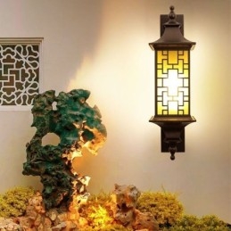 Designer Touch Decorative Chinese Outdoor Wall Sconce Waterproof Window Grille Wall Lamp
