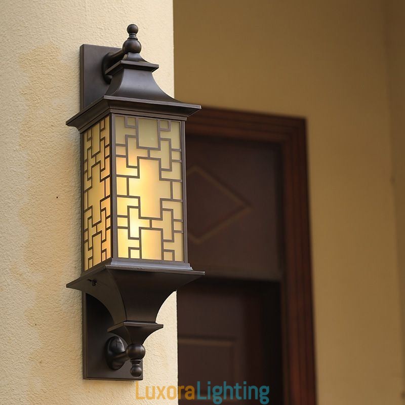 Designer Touch Decorative Chinese Outdoor Wall Sconce Waterproof Window Grille Wall Lamp