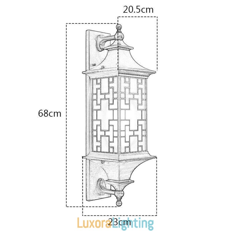 Designer Touch Decorative Chinese Outdoor Wall Sconce Waterproof Window Grille Wall Lamp