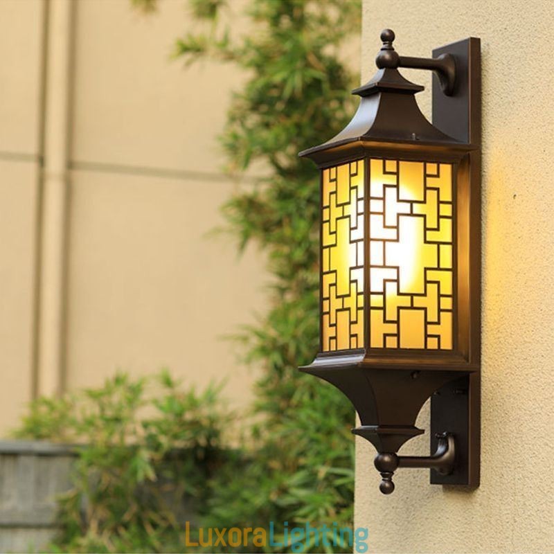 Designer Touch Decorative Chinese Outdoor Wall Sconce Waterproof Window Grille Wall Lamp