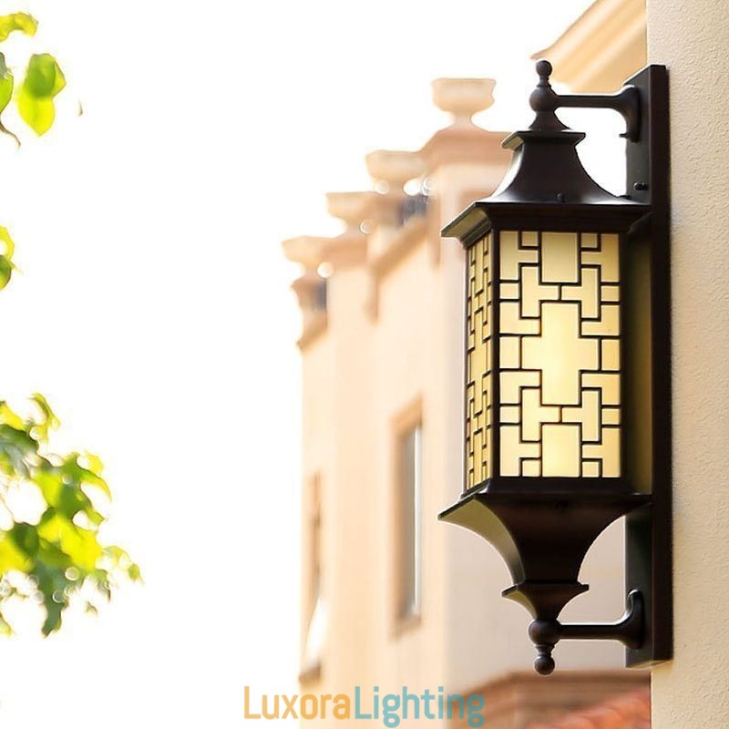 Designer Touch Decorative Chinese Outdoor Wall Sconce Waterproof Window Grille Wall Lamp