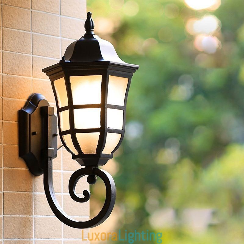 Designer Touch Decorative European Wall Sconce Retro Outdoor Light Single Head Waterproof Frosted Glass Wall Light