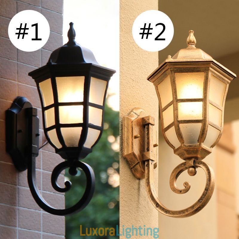 Designer Touch Decorative European Wall Sconce Retro Outdoor Light Single Head Waterproof Frosted Glass Wall Light