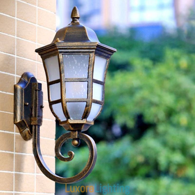 Designer Touch Decorative European Wall Sconce Retro Outdoor Light Single Head Waterproof Frosted Glass Wall Light