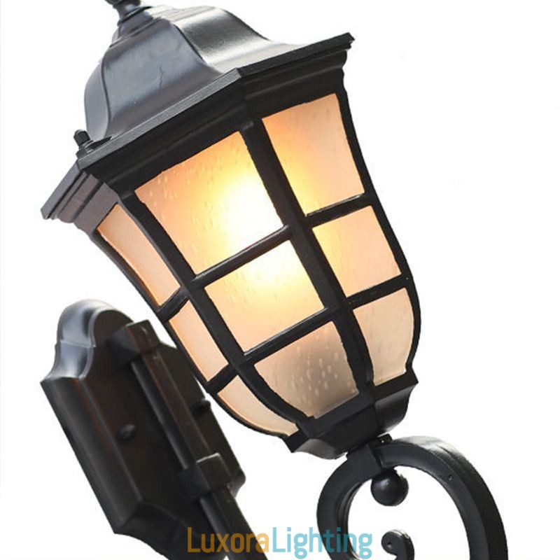Designer Touch Decorative European Wall Sconce Retro Outdoor Light Single Head Waterproof Frosted Glass Wall Light