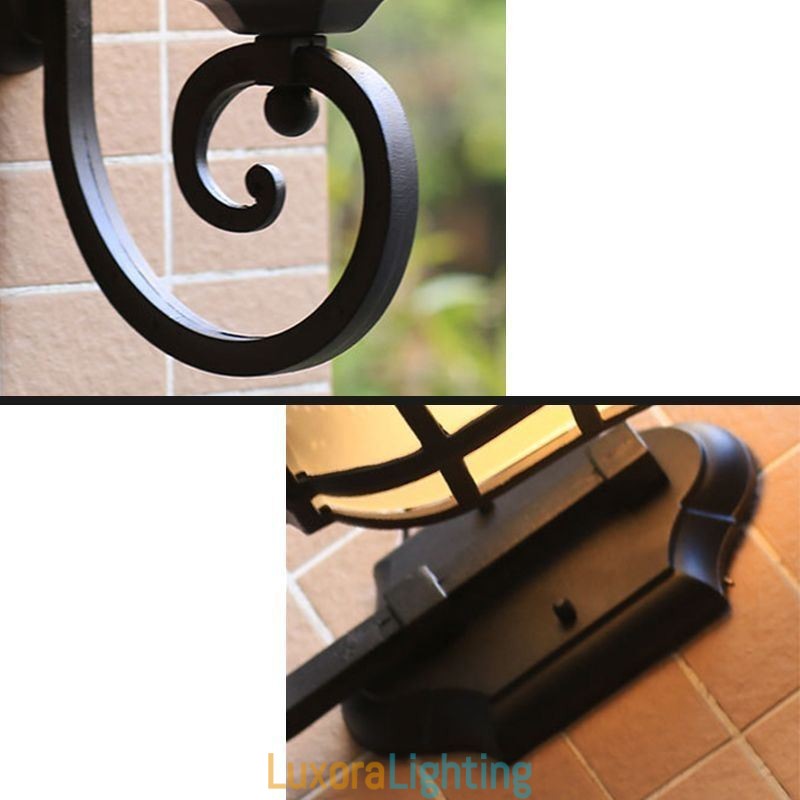 Designer Touch Decorative European Wall Sconce Retro Outdoor Light Single Head Waterproof Frosted Glass Wall Light