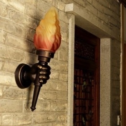 Designer Touch Decorative European Retro Outdoor Wall Light Waterproof Torch Shape Wall Sconce