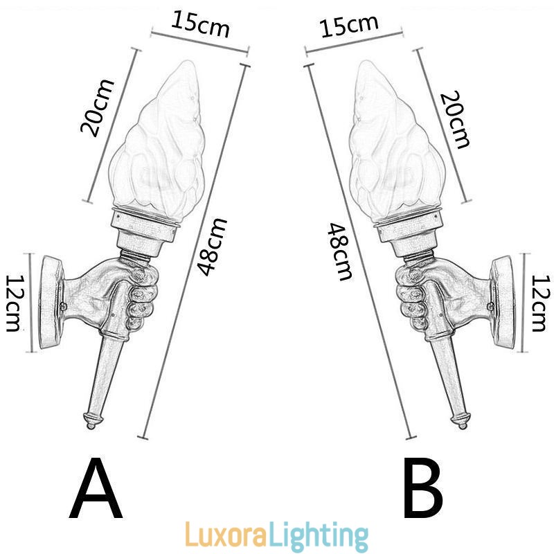 Designer Touch Decorative European Retro Outdoor Wall Light Waterproof Torch Shape Wall Sconce