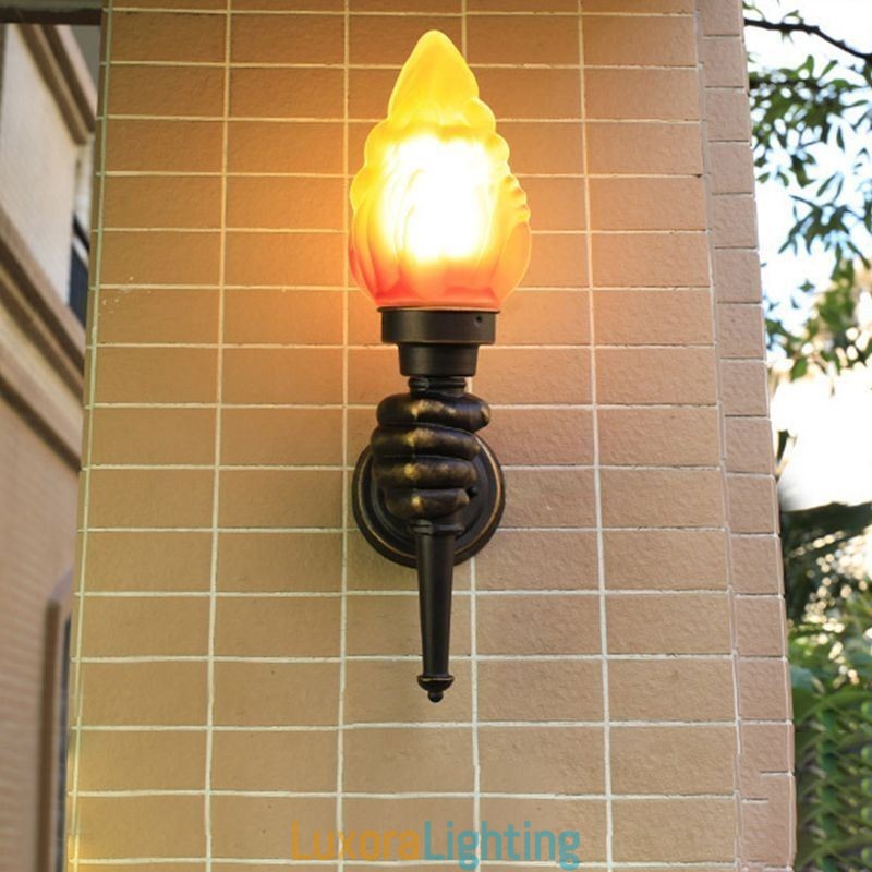 Designer Touch Decorative European Retro Outdoor Wall Light Waterproof Torch Shape Wall Sconce
