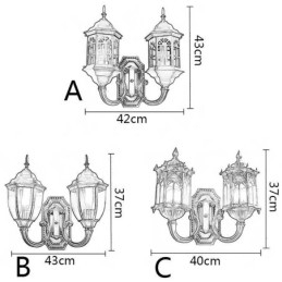Designer Touch Decorative European Outdoor Wall Sconce Waterproof Double Castle Wall Light