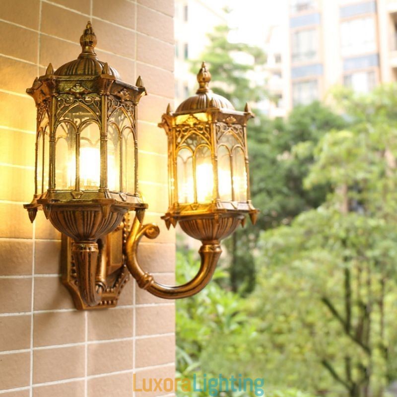 Designer Touch Decorative European Outdoor Wall Sconce Waterproof Double Castle Wall Light