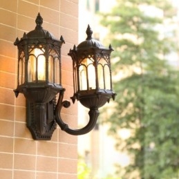Designer Touch Decorative European Outdoor Wall Sconce Waterproof Double Castle Wall Light