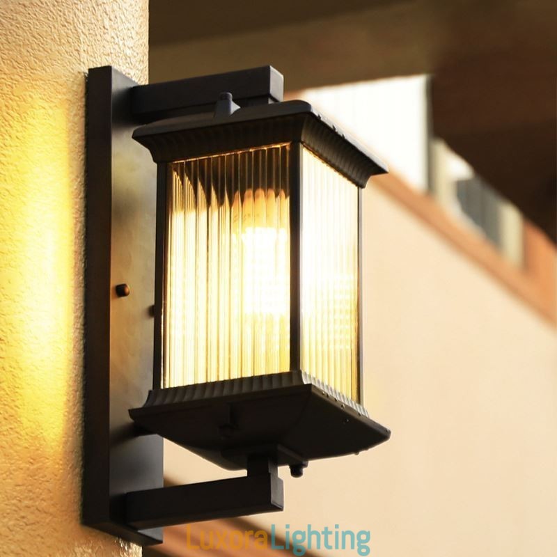 Designer Touch Decorative Chinese Outdoor Light Waterproof Glass Wall Light Courtyard Corridor Garden Balcony