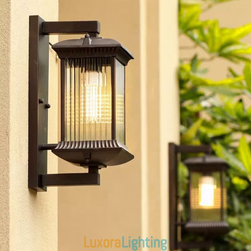 Designer Touch Decorative Chinese Outdoor Light Waterproof Glass Wall Light Courtyard Corridor Garden Balcony