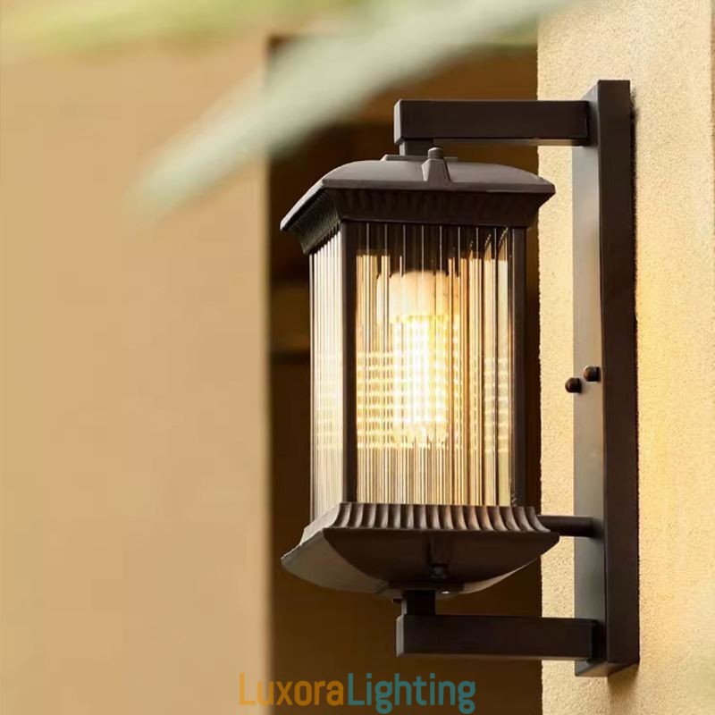 Designer Touch Decorative Chinese Outdoor Light Waterproof Glass Wall Light Courtyard Corridor Garden Balcony