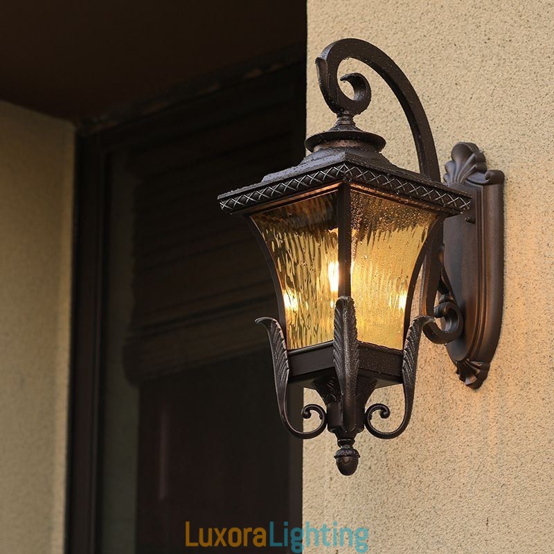 Designer Touch Decorative Chinese Outdoor Light Single Head Waterproof Glass Wall Light Courtyard Corridor