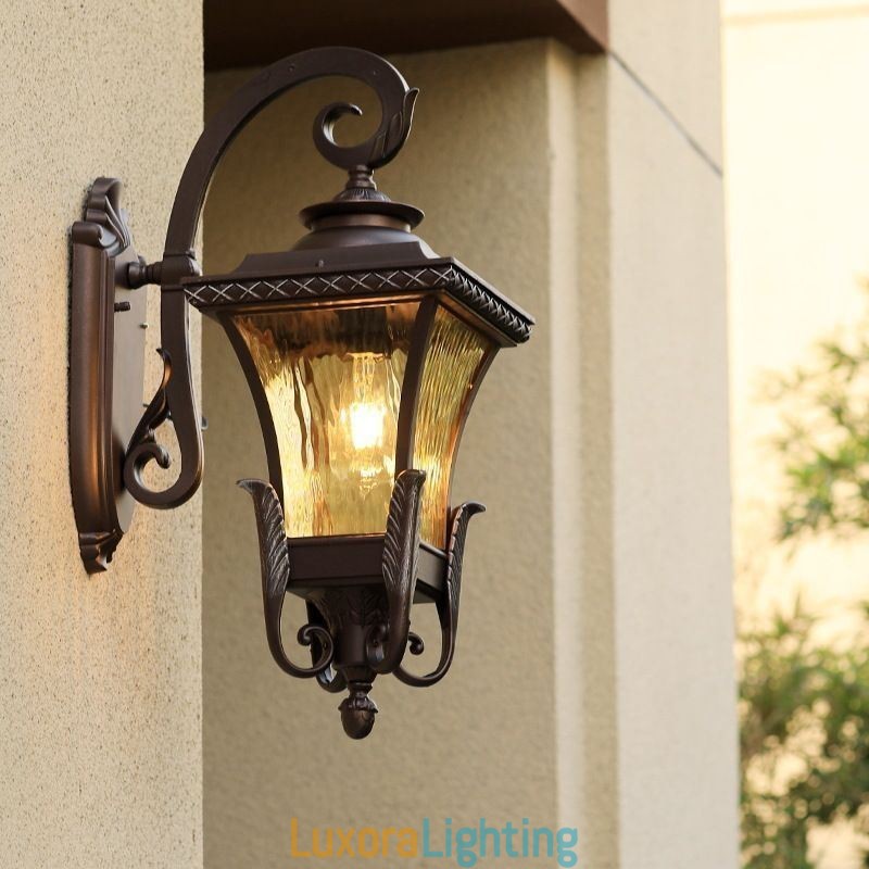 Designer Touch Decorative Chinese Outdoor Light Single Head Waterproof Glass Wall Light Courtyard Corridor