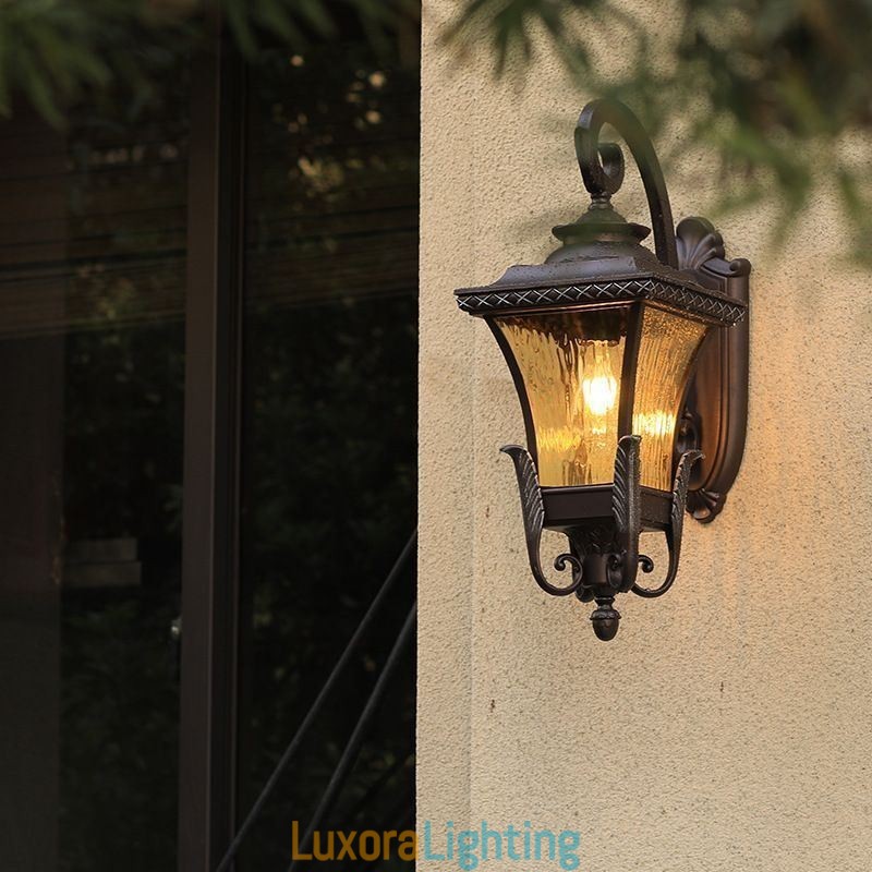 Designer Touch Decorative Chinese Outdoor Light Single Head Waterproof Glass Wall Light Courtyard Corridor