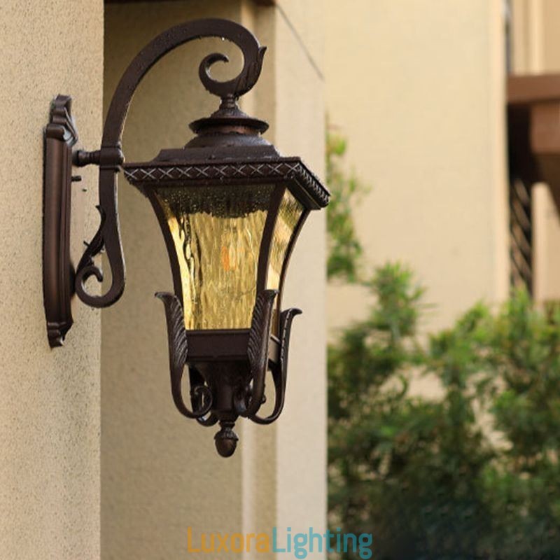 Designer Touch Decorative Chinese Outdoor Light Single Head Waterproof Glass Wall Light Courtyard Corridor