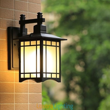 Designer Touch Decorative Chinese Style Outdoor Light Waterproof Pavilion Shape Wall Light Garden Balcony