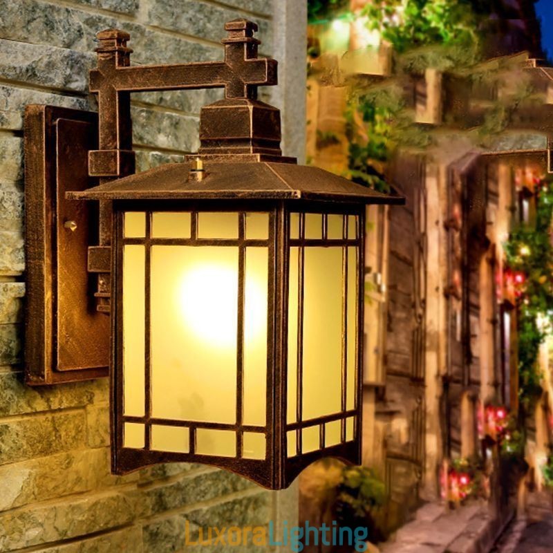Designer Touch Decorative Chinese Style Outdoor Light Waterproof Pavilion Shape Wall Light Garden Balcony