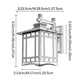 Designer Touch Decorative Chinese Style Outdoor Light Waterproof Pavilion Shape Wall Light Garden Balcony