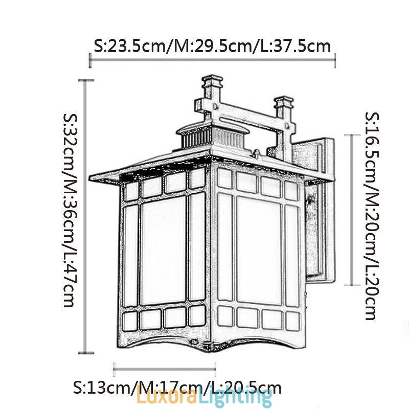 Designer Touch Decorative Chinese Style Outdoor Light Waterproof Pavilion Shape Wall Light Garden Balcony